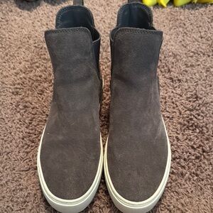 Womens Gray Suede Slip-On Shoes